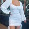 Vestido Mini Ajustado para Mujer Sexy de Manga Larga para Fiesta en Club