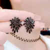 Pendientes de Hilo de Plata Coreanos con Borla de Flor de Diamante Pendientes Personalizados de Nicho Transfronterizos Pendientes Versátiles de Lujo Ligero de Alta Gama para Mujer