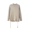 Camiseta Pulóver con Abertura Estilo Niche Inspirado en el Diseño para Mujer, Modelo Básico Primavera Temprana 2026, Prenda Exterior Sencilla para Superponer Color Avena