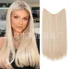Mecha de Extensão de Cabelo em U Transfronteiriça para Mulheres, Extensão de Cabelo de Uma Peça com Fio de Pesca Grande, Mecha de Extensão de Cabelo Longo Liso Natural Invisível com Presilha
