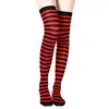 En stock Calcetines Rayados Azules y Negros Hasta la Rodilla para Adultos Disfraces de Fiesta de Halloween Medias Largas Sexy Calcetines de Cosplay