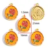 Colgante de Aleación de Esmalte Colorido Estilo Pintura al Óleo Flor de Lirio y Tulipán Charms Decorativos para Pulsera Collar DIY W662