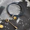 Kenjie Original Série Meu Mundo Banho de Ouro Real Couro Genuíno com Pedras Incrustadas Pulseira Masculina Multi-Fileiras Tratamento de Joia