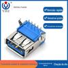 Conector USB 3.0 Carcaça de Ferro Borda Laminada Camada Única USB 3.0 Macho 90 Graus PBT Cola Azul Porta Única Plug Compatível USB