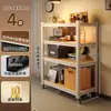 Prateleira Doméstica Porta-Prateleiras Prateleira de Armazenamento Multicamadas Suporte de Chão Eletrodomésticos de Cozinha Armário de Armazenamento para Varanda Exibidor de Supermercado