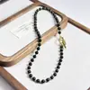Collar de Perlas Ojo de Tigre Maillard con Cierre de Acero Inoxidable Tipo Ot, Cadena para Clavícula de Piedra Ojo de Tigre, Cadena Elegante y Moderna para Suéter