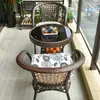 2026 Nova Cadeira Encosto de Cadeira Cadeira de Imitação de Rattan Conjunto de Três Peças Conjunto Combinado Mesa de Centro de Lazer para Pátio Cadeira com Encosto Tecelagem de Rattan