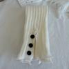 Calcetines holgados blanco lechoso para mujer, estilo primavera y otoño, calcetines de canalé a rayas con abertura de botón, calentadores de piernas de otoño e invierno, cubiertas de pierna Y2K adelgazantes