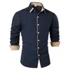 Camisa de Cuatro Lados Lista para Usar Transfronteriza para Hombre Casual de Negocios Manga Larga Venta Caliente Transfronteriza Color Sólido Talla Europea