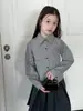 Camisa de Manga Corta de Cuadros Finos Estilo JK Academy para Niños Aimo Beibei Camisa de Manga Larga con Cuello a Cuadros Pequeños Retro para Niñas