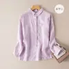 6 Colores Camisa Fina de Algodón y Lino Primavera 2026 para Mujer, Blusa Holgada para Ropa de Abrigo, Top Estilo Hong Kong, Camisa de Manga Larga para Mujer, Estilo Hong Kong