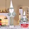 Nova Boneca de Natal em Pé Retrátil Velho de Listras Natalinas Boneco de Neve Boneca de Pernas Longas Decoração de Janela de Hotel