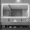 Espejo de baño LED cuadrado inteligente transfronterizo con sensor de cuerpo humano, control táctil, antivaho, montado en la pared, espejo de maquillaje iluminado