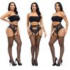 Meia-calça de renda sexy com alça europeia e americana, super elástica, meia-calça liga sexy, feminina, com abertura, malha fina, antiderrapante