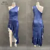 Estilo Europeu e Americano Transfronteiriço 2026 Novo Retrô Patchwork Estampado Assimétrico Vestido Longo Slim Fit Vestido com Fenda Alta