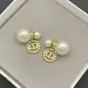 Nuevos Pendientes de Perlas Encrustadas con Pigmento de Nariz Cd Grandes y Pequeños de la Marca Dior/Dior para Mujer, Versión de Alta Gama, Venta al por Mayor