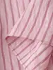 Nueva Moda Primavera y Verano Estilo Europeo y Americano Diseño de Volantes Moda Rayas Decorativas en Capas Camisa para Mujer Mangas Largas Rosa