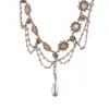 Collar de Cadena para Clavícula de Diamantes Multicapa de Alto Gama, Diseño de Nicho de Lujo Accesible para Mujer, Collar de Perlas Estilo Palacio de Cena Hecho a Mano