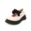 Loaf Feminino plus size Primavera e Outono Comércio Exterior Sol Grosso 4340 Sapatos Coreanos Sapatos Casuais Sapatos Sapatos Raso Preto Bege