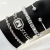 Joyería Transfronteriza Europea y Americana Pulsera Retorcida Personalizada Retro Piedra Preciosa de Imitación Pulsera Punk Exagerada de Gama Alta Pulsera Venta al por Mayor