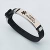 Amazon europeo y americano joyería pulsera de advertencia con LOGO médico silicona ajustable acero inoxidable pulsera personalizada venta al por mayor