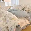 Juego de ropa de cama de cuatro piezas de grado A, fresco y cómodo, con terciopelo de leche engrosado, funda de edredón de vellón de coral, juego de tres piezas de sábana de franela para estudiantes