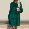 Amazon Europeo y Americano Transfronterizo Nuevo Vestido de Manga Larga Vestido Terciopelo Puntadas Fruncidas Jersey Vestido Muñeca