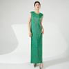 Vestido Miyake con textura estilo occidental para mujer, vestido recto bronceado de verano, vestido elegante de alta gama estilo francés