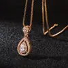 Collar Elegante de Lujo Estilo Coreano para Mujer Colgante de Gota de Agua con Diamantes Cadena para Clavícula de Moda Estilo de Corte Joyería para Bodas