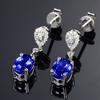 Pendientes de cristal azul de moda estilo coreano, elegantes pendientes de moissanita azul para mujer, pendientes retro europeos y americanos de diamante artificial para mujer