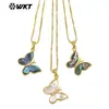 Wt-Jn282 Elegante e Generoso Reflexivo Natural Padrão de Concha de Abalone Borboleta Pingente Corrente Colar Presente para Meninas
