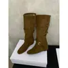 Nuevas Botas Altas Redondas de Estilo Vintage con Hebilla para Mujer Otoño 2026, Botas de Montar de Gamuza que Aumentan la Altura, Botas de Tacón Grueso Adelgazantes