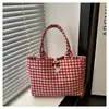 Bolso de Lona Rojo a Cuadros Estilo Coreano 2025 Nuevo Refrescante Bolso de Hombro Bolso para la Escuela y el Trabajo Bolso de Viaje de Gran Capacidad