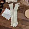 Calcetines blancos holgados para mujer, primavera y otoño, calcetines sin pie de raya vertical estilo Miu para ballet, calcetines largos lisos para pantorrilla estilo japonés