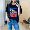 Camiseta C01 tamanho G regular feminina especial para corpo gordo 300kg gorda mm pode usar camiseta de manga curta estampada coreana versão coreana