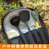 Set de cuchillos para exteriores con cuchillo de corte y tabla de cortar, bolsa de almacenamiento portátil dos en uno, utensilios de cocina especializados para acampar y viajes por carretera