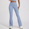 Novas Calças Esportivas Flare de Cintura Alta Juyitang Cor Nude para Pilates, Fitness e Yoga Femininas