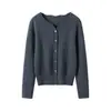 Cardigan Baicai de Veludo e Cashmere com Gola V 2026 Novo Versátil Malha Artística Ondulada Macio e Amigo da Pele
