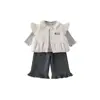 Colete Elegante com Gola de Renda para Bebês e Crianças Pequenas 2026 Outono/Inverno Nova Chegada Roupa Base para Bebê Estilo Coreano Conjunto de Calça Wide-Leg com Poá