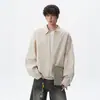 Camisa Listrada Falsa de Duas Peças Desconstruída Americana Unissex Outono Tendência Marca de Luxo Solta Casual Manga Longa