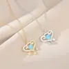 Cadena de Clavícula Elegante con Zirconia Bañada en Oro Real para Mujer Diseño de Nicho Sentido del Diseño Corazón de Melocotón Candado de Larga Vida Collar Cadena para Cuello de Estudiante Tendencia