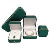 Nueva caja de embalaje de joyería octagonal creativa de estilo europeo, caja de collar de cuero PU con boca dorada de Phnom Penh de alta gama, anillo y pulsera verde