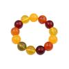 Segunda generación Duobao ámbar cera de abeja flotante fluorescente cuentas redondas amarillo aceite de pollo ámbar sangre ámbar azul pulsera de estilo étnico para hombres y mujeres