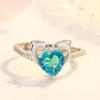 Yihua Anillo de Diamantes en Forma de Corazón de Delfín Doble Más Vendido Apertura Moda Creativa Zafiro Micro Engaste Anillo de Amor de Delfín