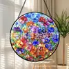 Flores Transfronterizas Pintura al Óleo Colgante de Vidrio de Color Adorno Colgante de Vidrio para el Hogar Decoración de Ventana Atrapasol para el Jardín