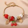 Pulsera de cuentas de resina con flores de dibujos animados de venta cruzada europea y americana, joyería de aleación con colgante de cuentas DIY Panjia al por mayor
