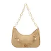 Bolsa de Ombro Tecida com Corrente Moda 2026 Nova Tendência Feminina Elegante Concha Pérola Bolsa Transversal