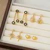 Nuevos Pendientes de Calabaza Calada de Panda Incrustados con Diamantes de Estilo Chino con Corazón Grabado y Estrella de Ocho Puntas, Pendientes de Borla Digitales, Gama Alta