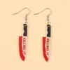 Pendientes de Acrílico con Forma de Cuchillo de Cocina Manchado de Sangre para Halloween para Mujer, Estilo Gótico Accesorios de Oreja Originales