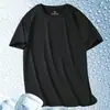 Camiseta de Manga Corta para Hombre Verano Color Sólido Holgada Transpirable Alta Elasticidad Secado Rápido Camiseta Deportiva Casual para Hombre Seda de Hielo Secado Rápido